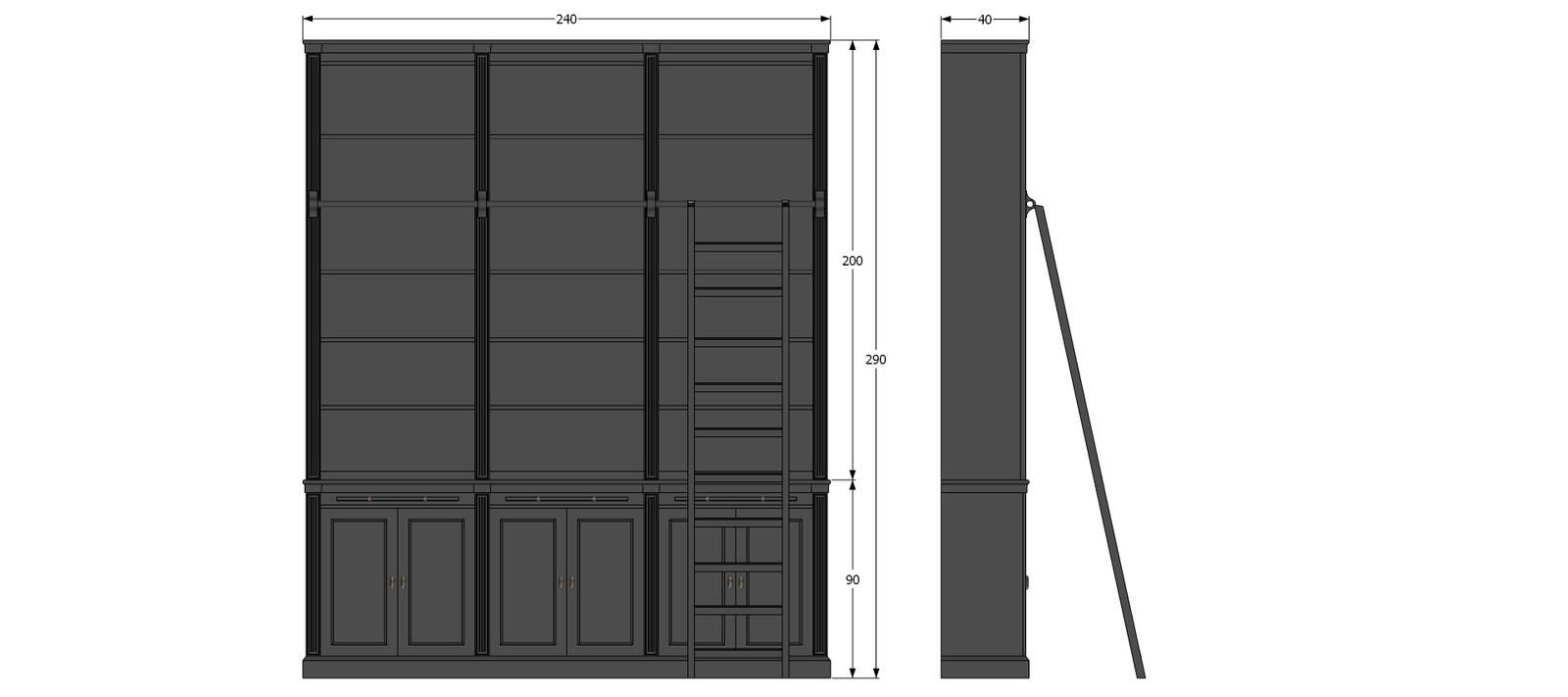 wapenkamer Architectuur stil Maatwerk Boekenkast 3 Meter Hoog - Inndoors Boekenkasten - Collectie -  Inndoors